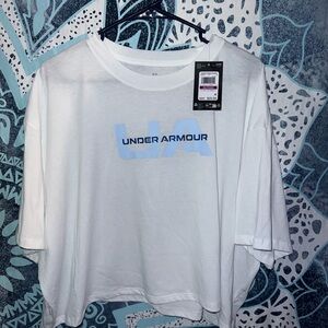 Under Armour White Tee with Blue Logo